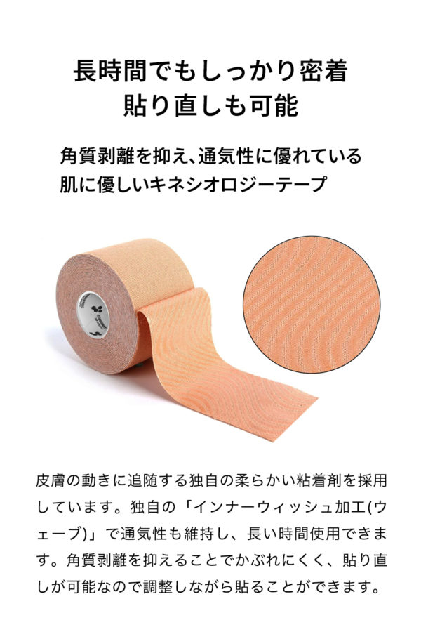 キネシオロジーテープ インナーウィッシュ  3.75cm×5m×8巻入 キネシオテープ テーピングテープ  剥離紙有り TOUGHNESS 送料無料 宅配便