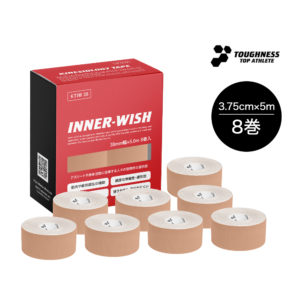 キネシオロジーテープ インナーウィッシュ  3.75cm×5m×8巻入 キネシオテープ テーピングテープ  剥離紙有り TOUGHNESS 送料無料 宅配便